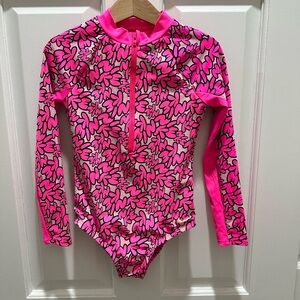 Nike Kids Rashguard in Pink Leaf Design